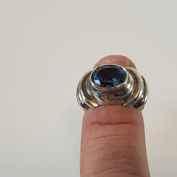 Vintage Chunky Sterling Silver Ring Aquamarine Setting Size 5 - Picture 5 of 5